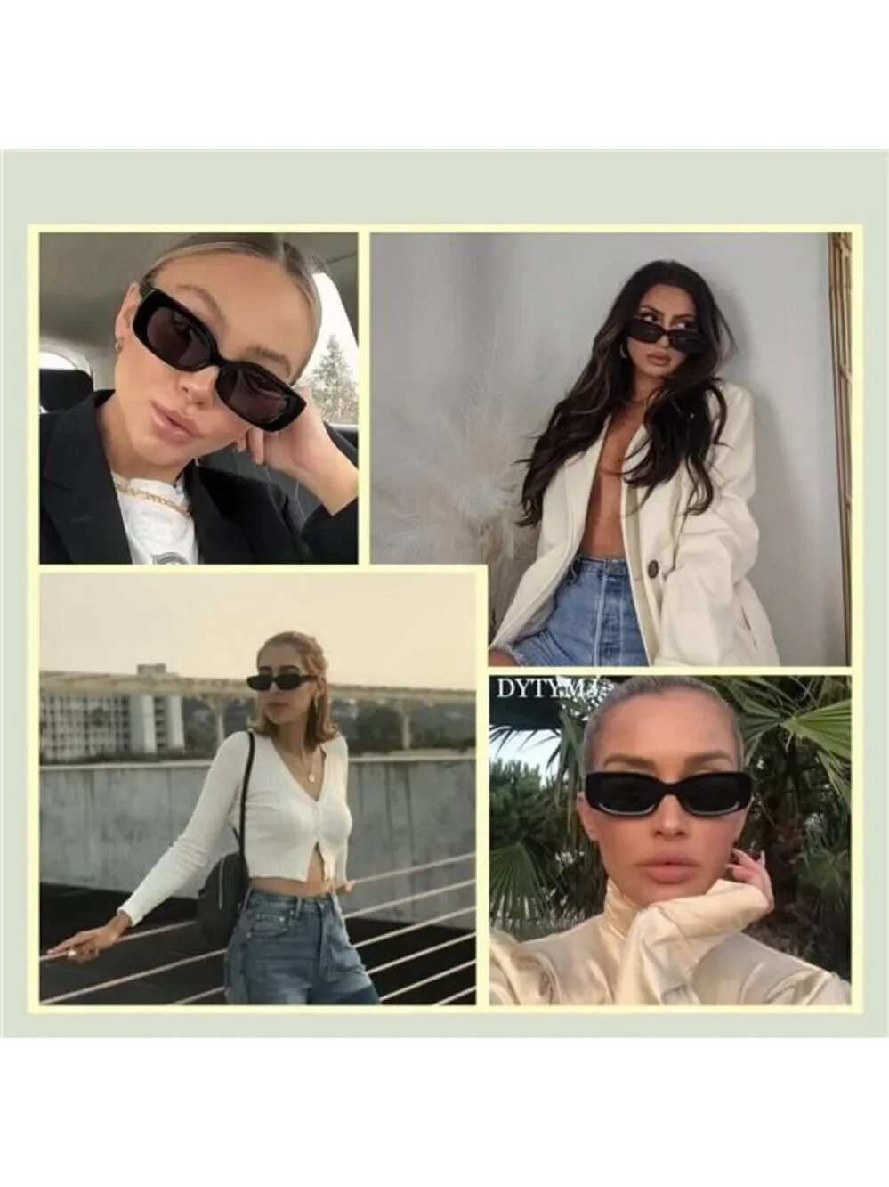 Y2K Rectangle Sunglasses Women Men Retro 90s Square Frame UV400 Trendy Shades